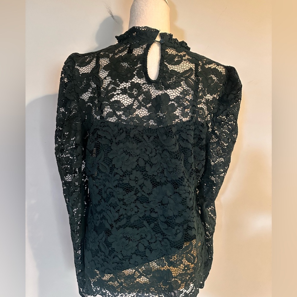 Adiva Dark Green Lace Blouse - Picture 3 of 4